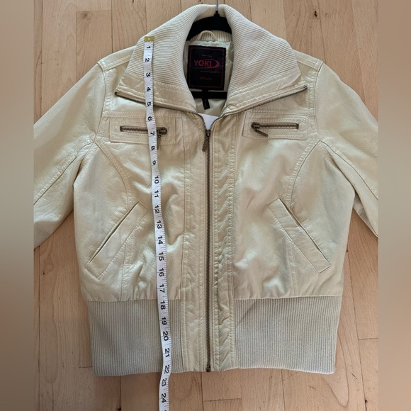 Yoki Butter yellow Y2K bomber leather jacket size medium - Picture 6 of 10